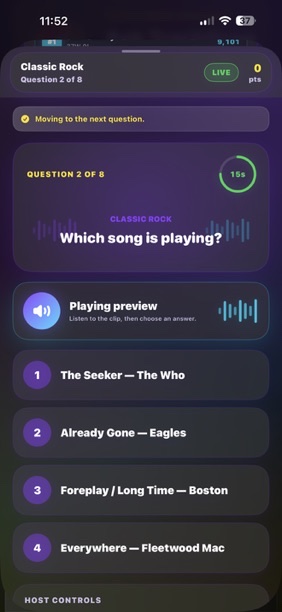 TrackDrop Beat Battle active question screen